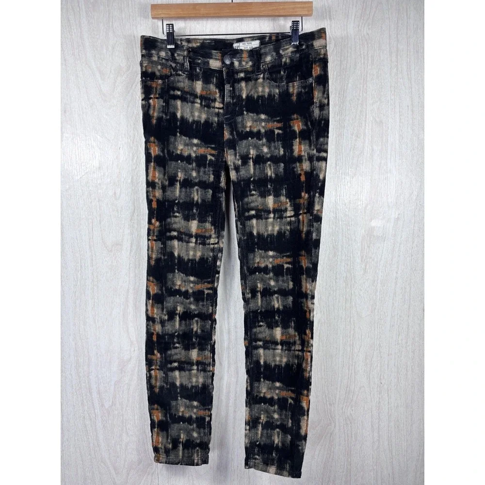 Free People Tie Dye Corduroy Pants 29 Skinny Stretch Boho Festival Y2K Chic